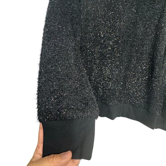 STS Sail to Sable Black Fuzzy Metallic Sweater Women’s Small Cozy Holiday Top - Picture 3 of 4
